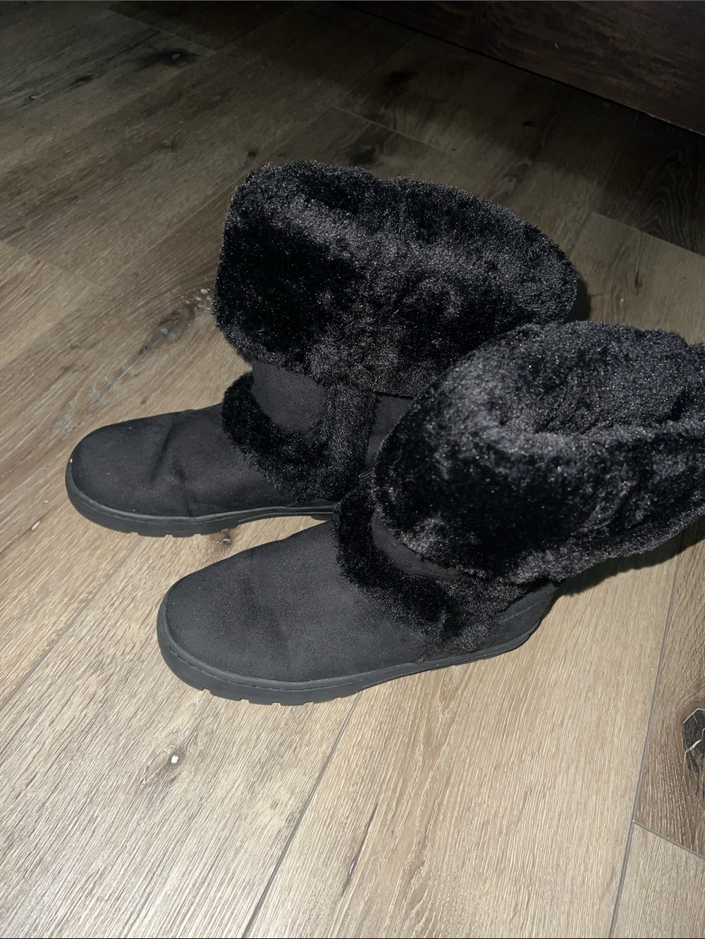 Women’s Style & Co. Black Faux Fur Cuff Winter Ankle Boots